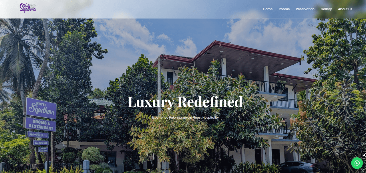 Preview of Hotel Siyathma website