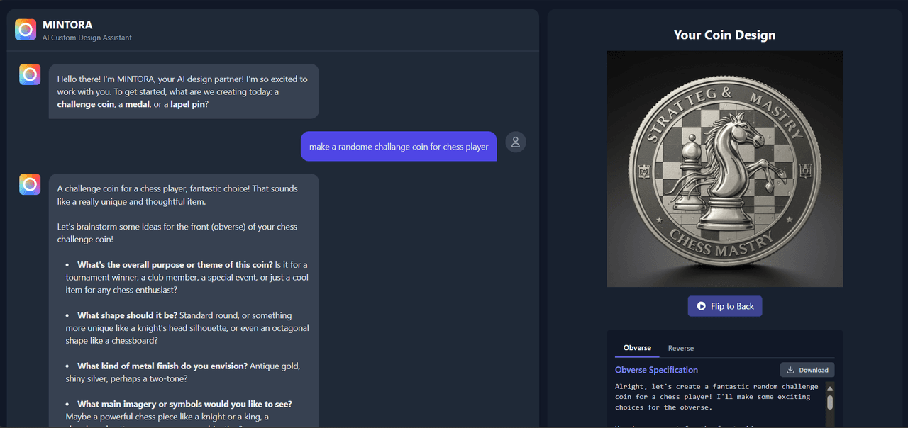 Preview of Challenge Coin Design Automation