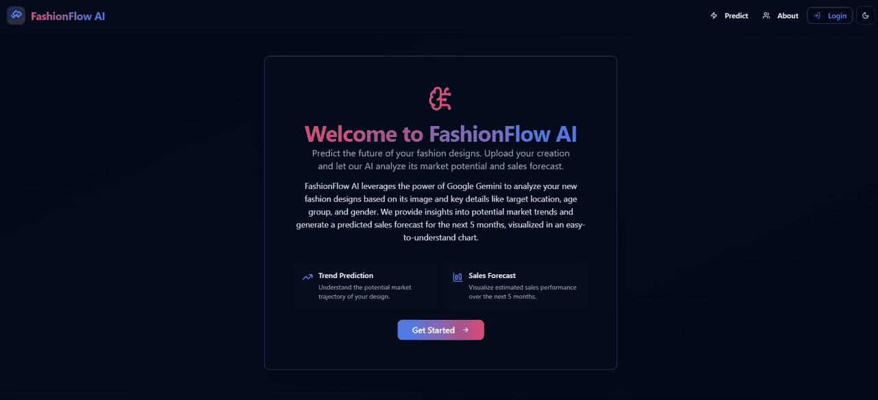 Preview of FashionFlow trend prediction platform