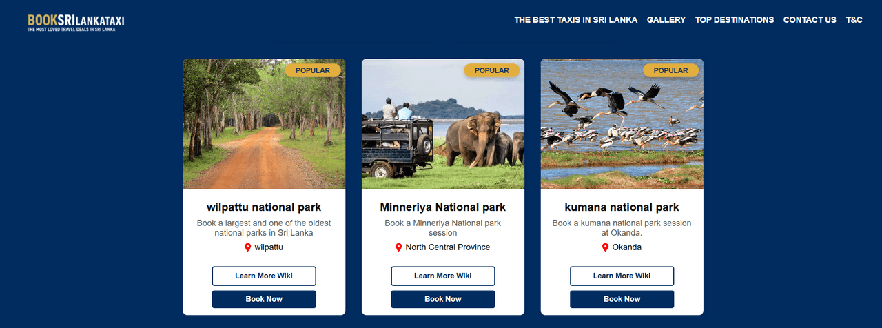 Preview of BookSriLankaTaxi website